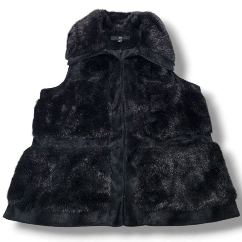 RLZ Vest Size Large Women's Faux Fur Vest Black Sleeveless Vest Jacket Pre-owned
